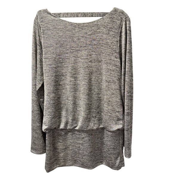 White House Black Market Gray Drape Neck Long Sleeve Top Sz M blouse - Picture 11 of 12